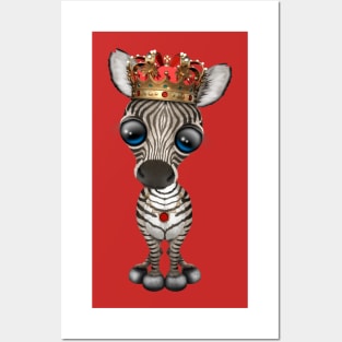 Cute Baby Zebra Wearing Crown Posters and Art